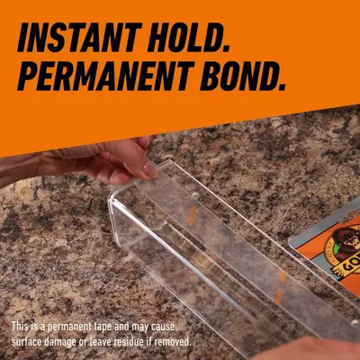 Communicates the product's dual benefit of providing immediate adhesion and a permanent bond, reassuring shoppers of its strong, reliable performance.