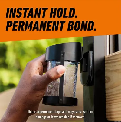 Communicates the product's dual benefit of providing immediate adhesion and a permanent bond, reassuring shoppers of its strong, reliable holding power.