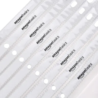 Reinforces brand recognition and trust by prominently displaying the AmazonBasics logo in a repeating pattern, emphasizing the brand's presence and reliability.
