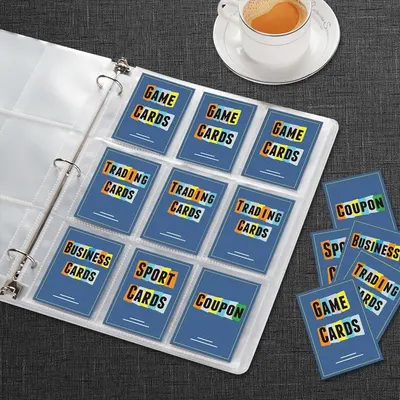 Shows the customer what types of cards can be organized and stored in this binder product, demonstrating its versatility for game cards, trading cards, business cards, sport cards, and coupons.