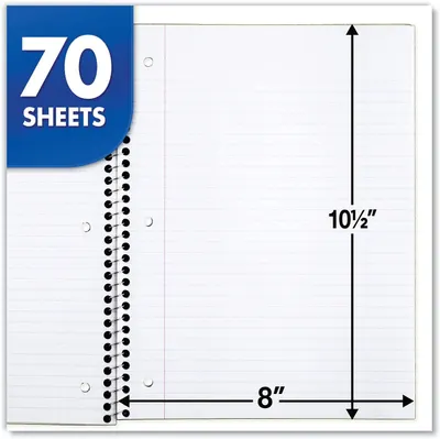 Communicates the exact physical size of the notebook (8 inches by 10.5 inches) to help shoppers understand whether it fits their needs for portability or writing space.