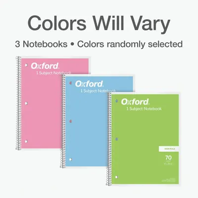 Informs the shopper that the purchase includes 3 notebooks and that the colors will vary, managing expectations about what they will receive.