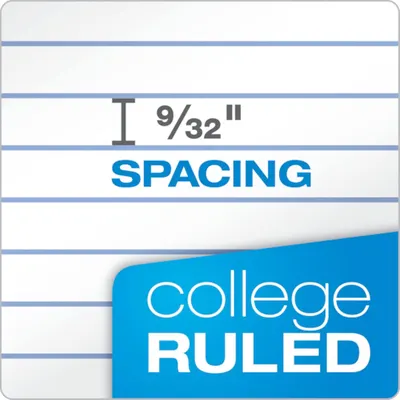 Communicates the exact spacing measurement between ruled lines (9/32 inch) to help shoppers understand the paper format and ensure it meets their writing needs.