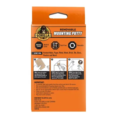 Demonstrates the simple 3-step process for applying the mounting putty (pull, place, press) to reassure shoppers that the product is easy to use and requires no tools. Highlights multiple key…
