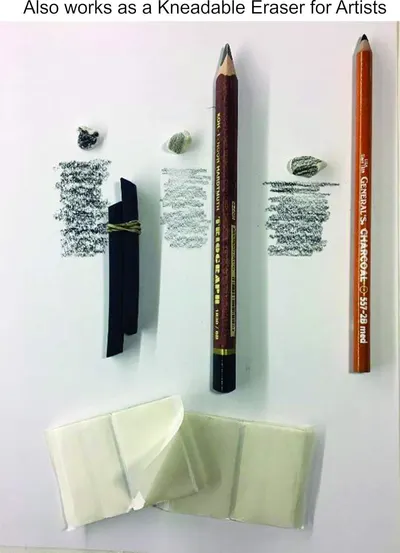 Demonstrates that the product serves multiple applications—it works both as a drawing pencil and as a kneadable eraser for artists, highlighting its versatility.