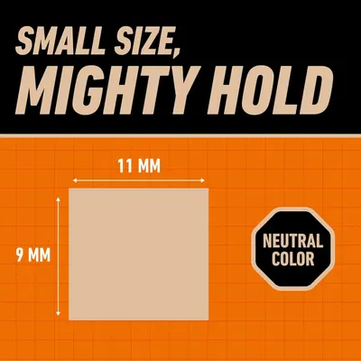 Communicates the product's small physical dimensions (11mm x 9mm) to reassure shoppers that it's compact yet strong, with a neutral color that blends easily. Highlights the key benefit that despite…