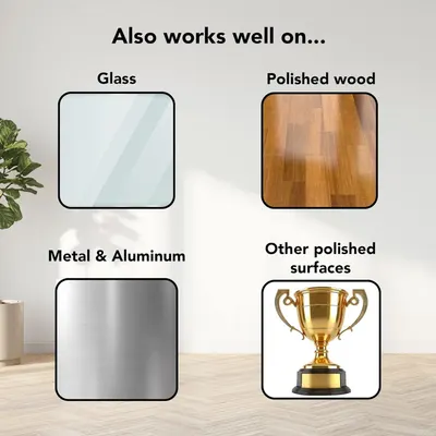 Demonstrates the product's versatility by showing it works effectively on multiple different surface types, reassuring shoppers of its broad applicability.