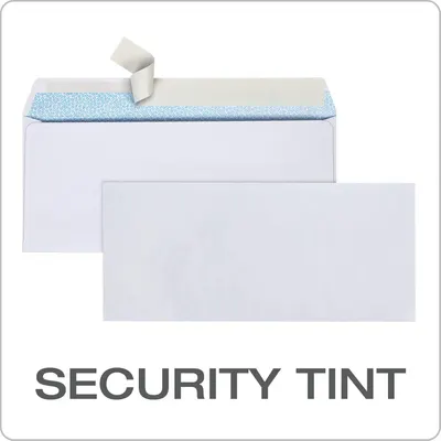 Highlights the security tint feature of the envelope to reassure shoppers that their mail contents will remain private and protected from view.