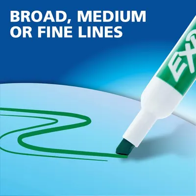 Communicates that the marker can draw broad, medium, or fine lines, highlighting its versatility for different writing or drawing needs.
