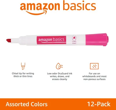 Communicates three distinct product benefits in a segmented layout to show the marker's versatility, quality ink, and surface compatibility.