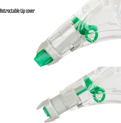 Highlights the retractable tip cover feature to show shoppers the protective mechanism and functional design of the product.