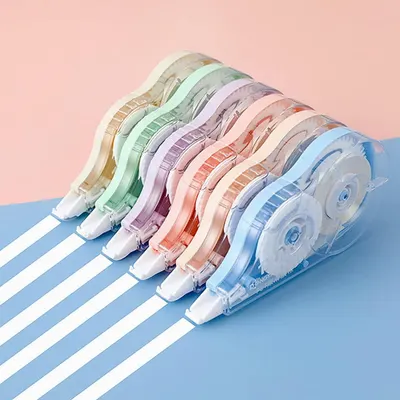 Showcases the brand's product lineup by displaying multiple color variants of correction tape dispensers, helping shoppers understand the variety of options available and choose their preferred…
