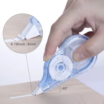 Communicates the precise width of the correction tape (0.19 inch / 5mm) to help shoppers understand the product's physical dimensions and suitability for their needs. Demonstrates the product's ease…