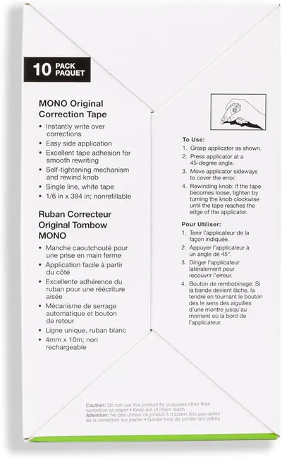 Provides step-by-step instructions on how to properly use the correction tape applicator, ensuring shoppers understand the correct technique for applying the product. Highlights multiple product…