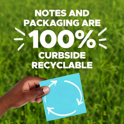Communicates the brand's environmental responsibility by highlighting that all notes and packaging are fully recyclable, appealing to eco-conscious shoppers. Emphasizes the single core benefit of…