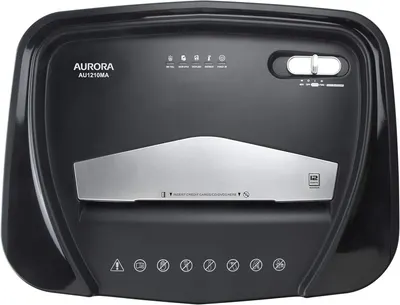 Provides a clean, catalog-style view of the paper shredder product to show its design and physical appearance without distractions.