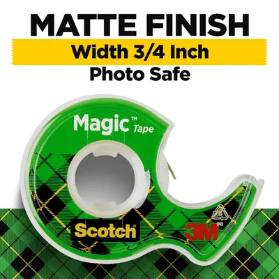Communicates three distinct product features (matte finish, specific width dimension, and photo-safe quality) to help shoppers understand the tape's key specifications and suitability for photo…