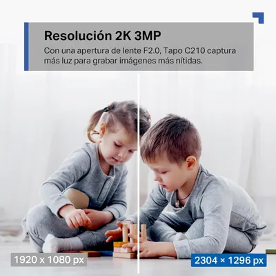 Communicates the camera's high-resolution capability (2K 3MP) and superior light capture (F2.0 aperture) to reassure shoppers of clear, sharp image quality. Highlights the product's ability to…