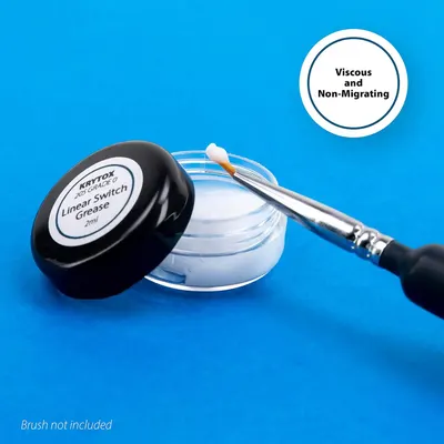Highlights the product's viscous and non-migrating properties to reassure shoppers that the grease stays in place and provides reliable lubrication without spreading or running.