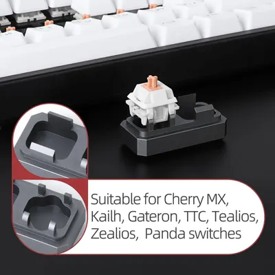 Communicates which mechanical keyboard switch types the product is compatible with, reassuring shoppers that it works with their preferred switch brand. Demonstrates compatibility with multiple…