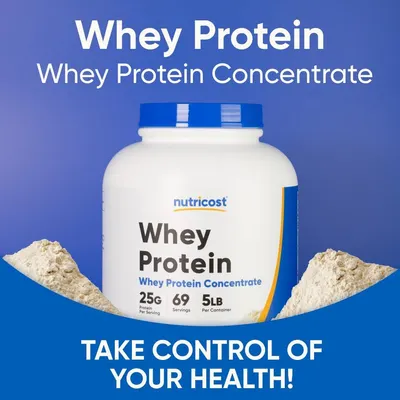 Highlights the product's key quantifiable performance metrics—high protein content per serving, total servings, and container size—to communicate value and effectiveness to fitness-focused shoppers.…