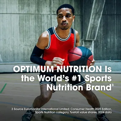 Communicates that Optimum Nutrition is the world's #1 sports nutrition brand, building trust and credibility through market leadership positioning.