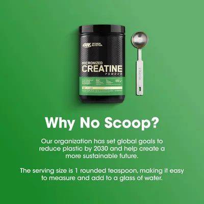 Communicates the brand's environmental commitment by explaining why the product no longer includes a plastic scoop, reassuring eco-conscious shoppers that this choice supports sustainability goals.…