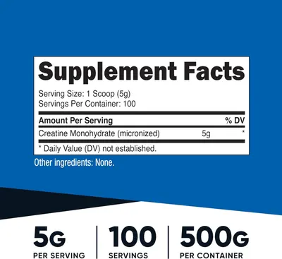 Communicates key quantifiable product specifications to help shoppers understand serving size, total servings, and container capacity at a glance.