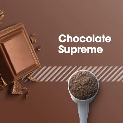 Showcases the Chocolate Supreme flavor or product variant to help shoppers identify this specific option within the brand's product line.