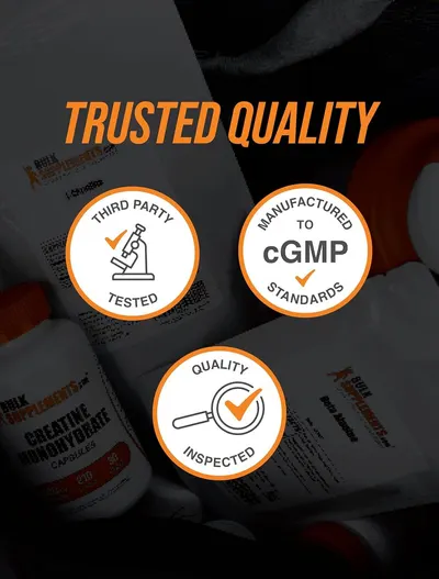 Communicates that the product meets rigorous quality and safety standards through third-party testing, cGMP manufacturing, and quality inspection to build trust and reassure shoppers about product…