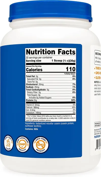 Communicates product safety and quality through certification badges, reassuring shoppers that the protein powder meets third-party testing standards, is manufactured in a GMP-compliant facility,…