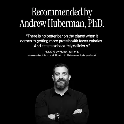 Builds credibility and trust by featuring a recommendation from a recognized expert (neuroscientist and podcast host) who endorses the product's nutritional benefits and taste.