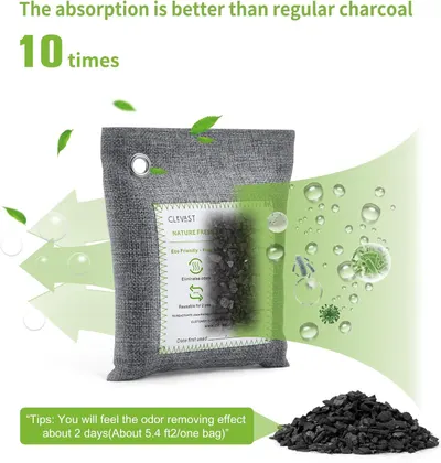Communicates a quantifiable performance claim that this charcoal product absorbs 10 times better than regular charcoal, establishing product superiority and effectiveness. Reinforces the primary…