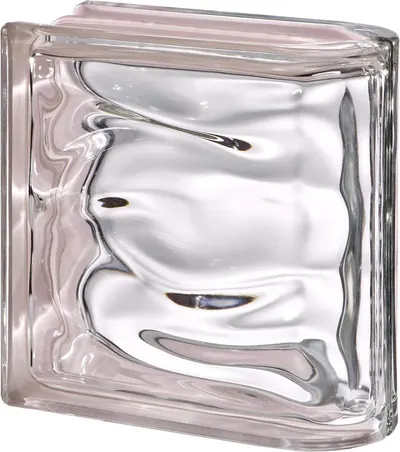 Provides a clear, distraction-free view of the glass block product to show its physical appearance, texture, and wavy design pattern.