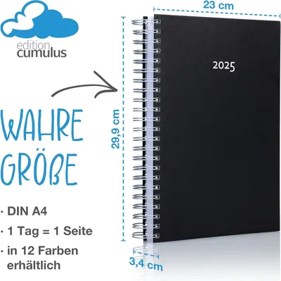 Communicates the exact physical size of the planner (23 cm width, 29.9 cm height, 3.4 cm depth) to help shoppers understand how large the product is and whether it fits their needs.