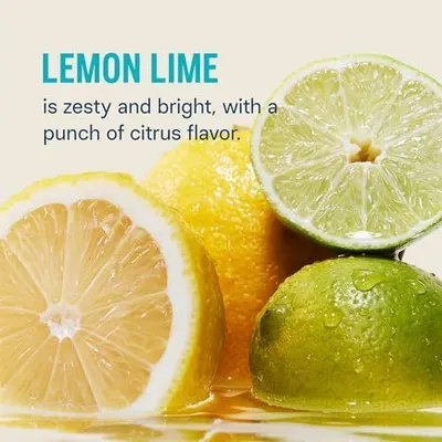 Communicates the flavor characteristics of the Lemon Lime variant to help shoppers understand the taste experience they can expect.
