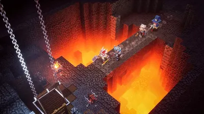 Showcases the product (game) in action within a dramatic dungeon environment to immerse shoppers in the gameplay experience and demonstrate the visual quality and cooperative multiplayer features.