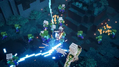 Showcases the product (game) in action with multiple players engaged in combat, demonstrating the multiplayer cooperative gameplay experience in a visually engaging nighttime environment.