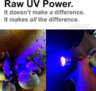 Demonstrates the product's powerful UV light capability by showing a dramatic before-and-after comparison of how it reveals hidden stains and contaminants that are invisible to the naked eye.…