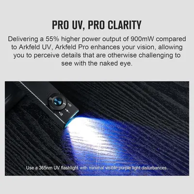 Communicates the superior UV power output compared to competitors, emphasizing enhanced vision and detail perception for shoppers seeking high-performance UV flashlights. Highlights the product's…