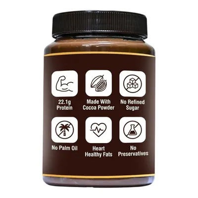 Showcases six distinct product benefits in a visually segmented icon grid to communicate the product's nutritional advantages and clean ingredient profile.