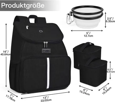Displays exact measurements of the backpack and included containers to help shoppers understand the physical size and capacity of the product. Shows all items included in the purchase to set clear…