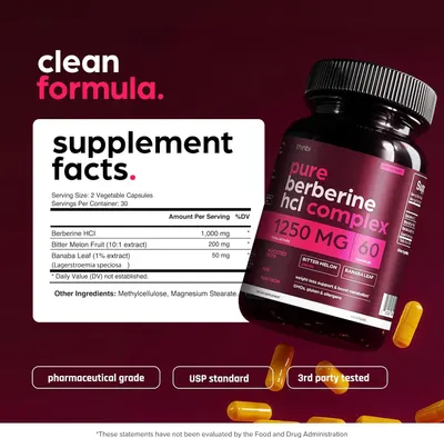 Displays detailed supplement facts panel alongside quality certifications in a segmented layout to provide transparency and build trust through multiple quality assurances.
