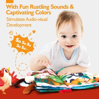Highlights the sensory stimulation benefits of the cloth books, reassuring parents that the product supports their baby's developmental needs.