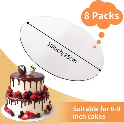 Communicates the physical size of the cake boards and their compatibility with specific cake sizes, helping shoppers understand what size cakes the product supports. Highlights the practical benefit…