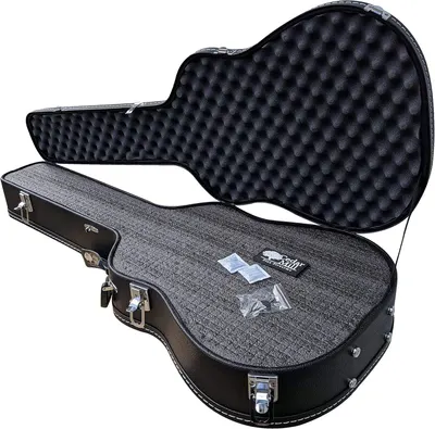 Shows what comes inside the guitar case when purchased, including foam inserts, accessories, and documentation to set clear expectations for the buyer.