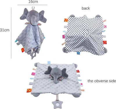 Shows the exact physical dimensions of the comforter (16cm x 31cm) and displays front, back, and obverse views to help shoppers understand the product's size and what it looks like from all angles.