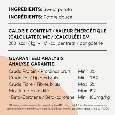 Provides detailed nutritional and calorie information to help shoppers make informed decisions about the product's suitability for their pet's dietary needs.
