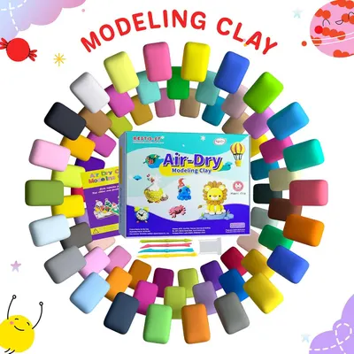 Shows the complete modeling clay kit with all included colors and accessories to help shoppers understand what they receive in the package.