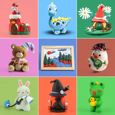 Showcases a grid of diverse customer-made clay creations to inspire shoppers and demonstrate the creative possibilities of the product.